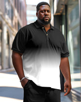 Men's Big & Tall Simple Light Business Gradient Polo Shirt Trousers Set